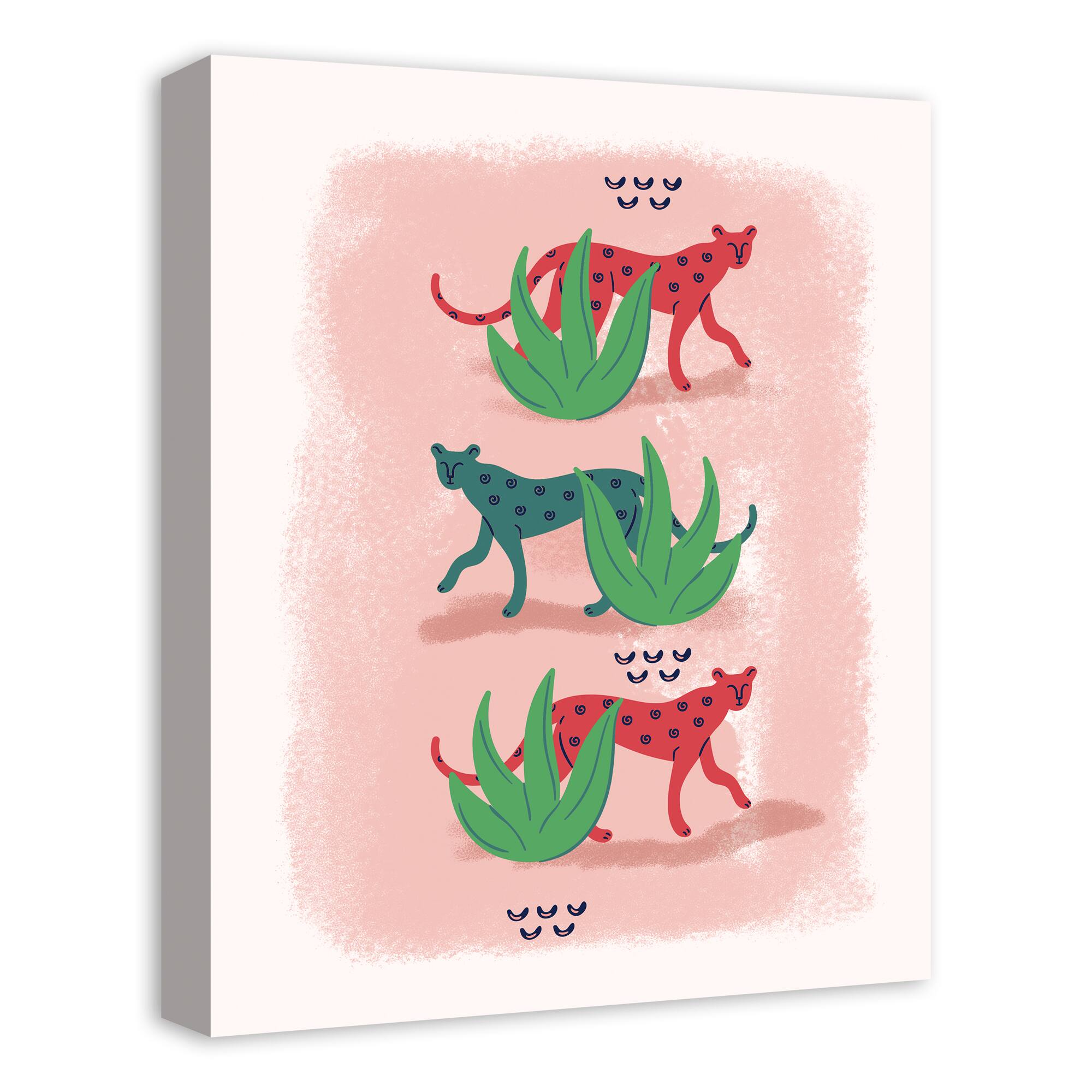 Cheetahs in Leaves Canvas Wall Art